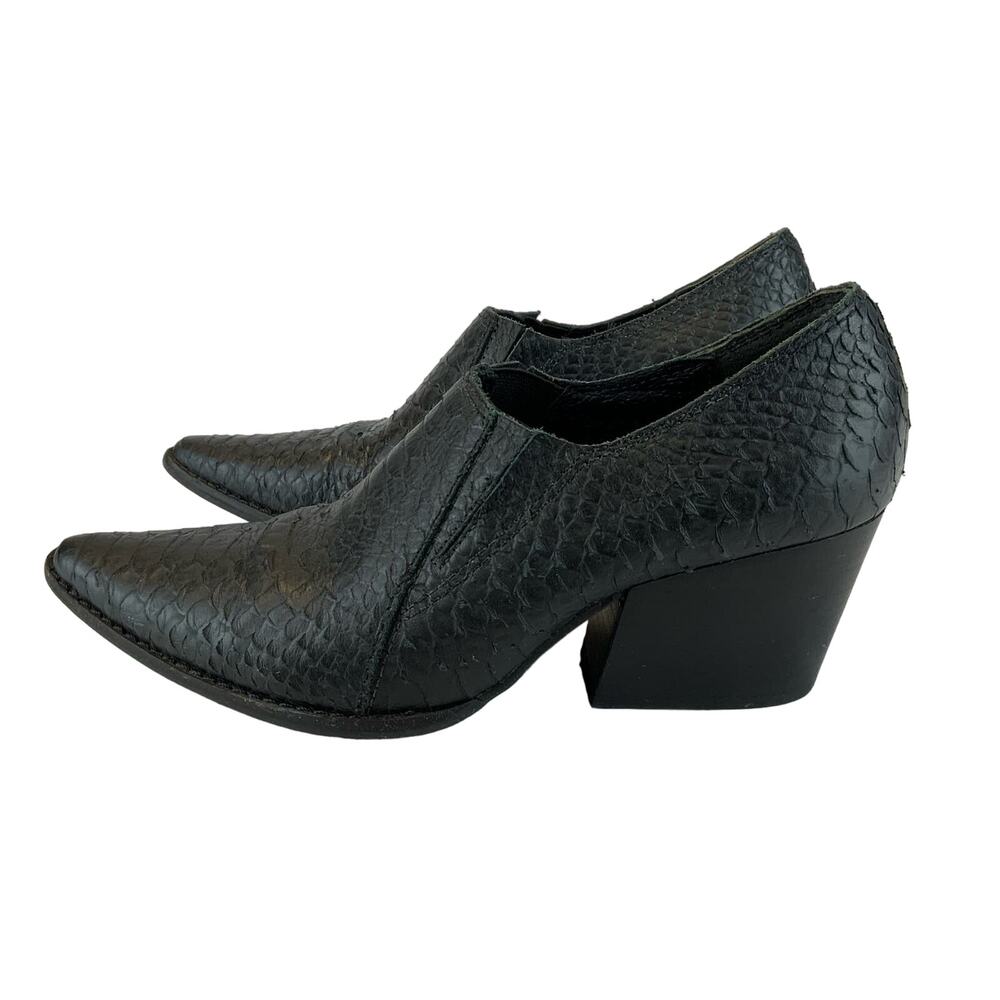 Matisse Madeleine Snakeskin Heeled Ankle Shootie Black Women's Size 7.5